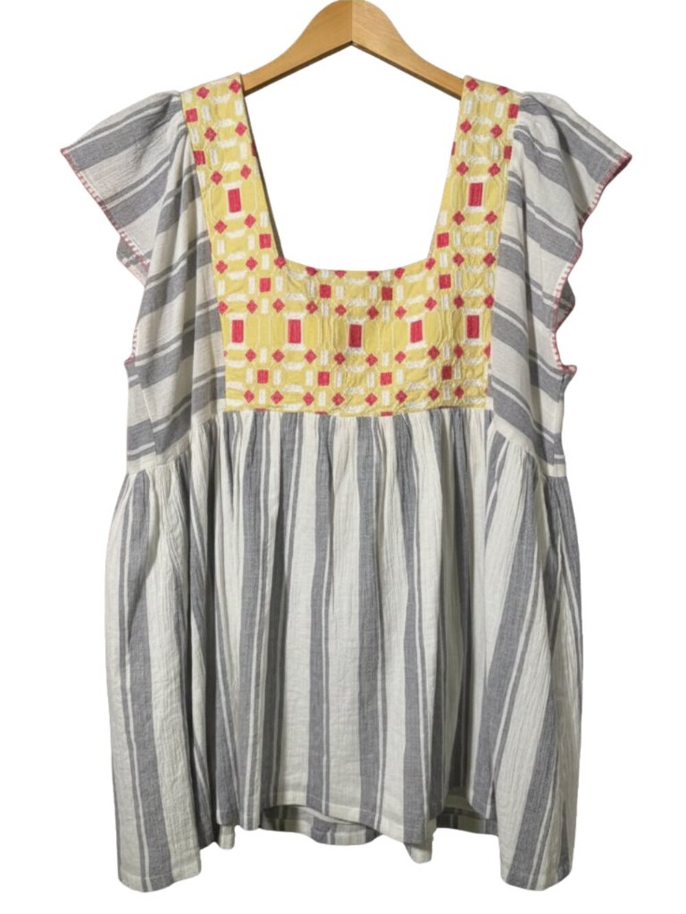 Anthropologie Forever That Girl Basel Embroidered Tunic Top Size 10 Cotton - Picture 5 of 7